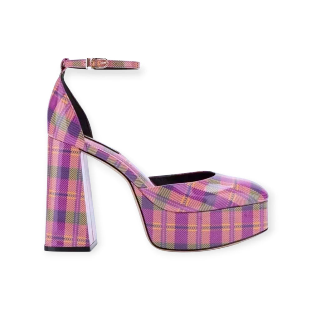 Larroude (Larroudé) Ari Checkered Plaid Mary Jane Platform Pumps Size‎ 7.5